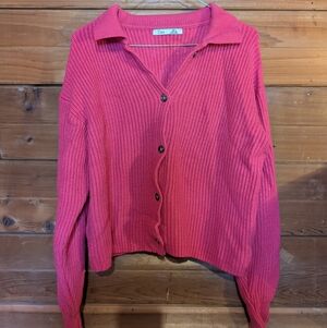 Dex Hot Pink Ribbed Cardigan